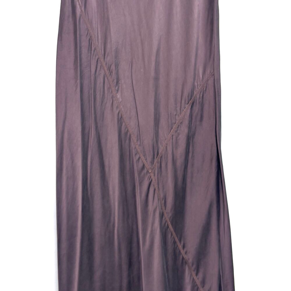 ATM Melillo Brown Satin Silk Bias Cut Midi Skirt M - Picture 11 of 12